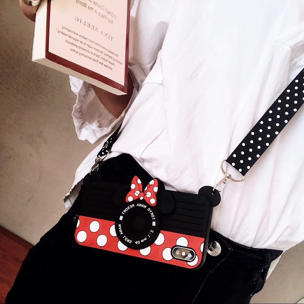3D Minnie Mouse iPhone Case with Crossbody Strap - Picture 3 of 16